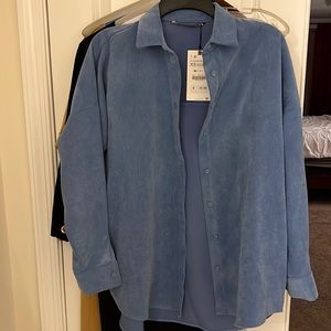 NWT Zara blue corduroy overshirt Xs